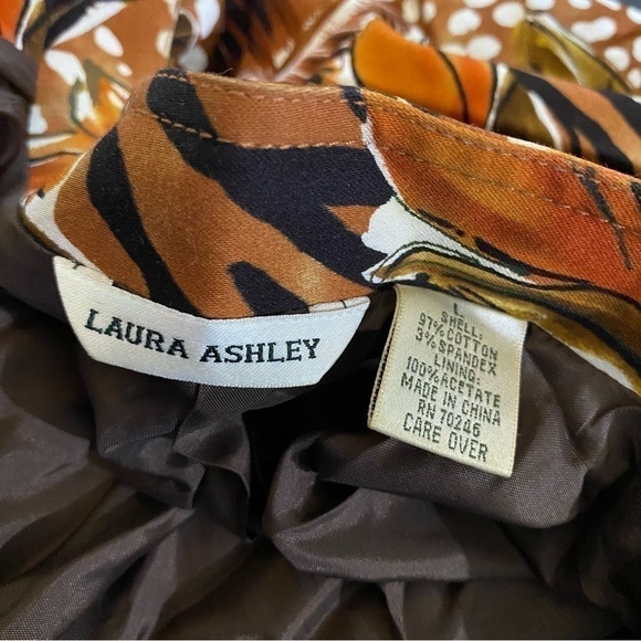 Vintage 90s Laura Ashley Leaf Floral Suit Jacket Brown Combo Large - Picture 3 of 5